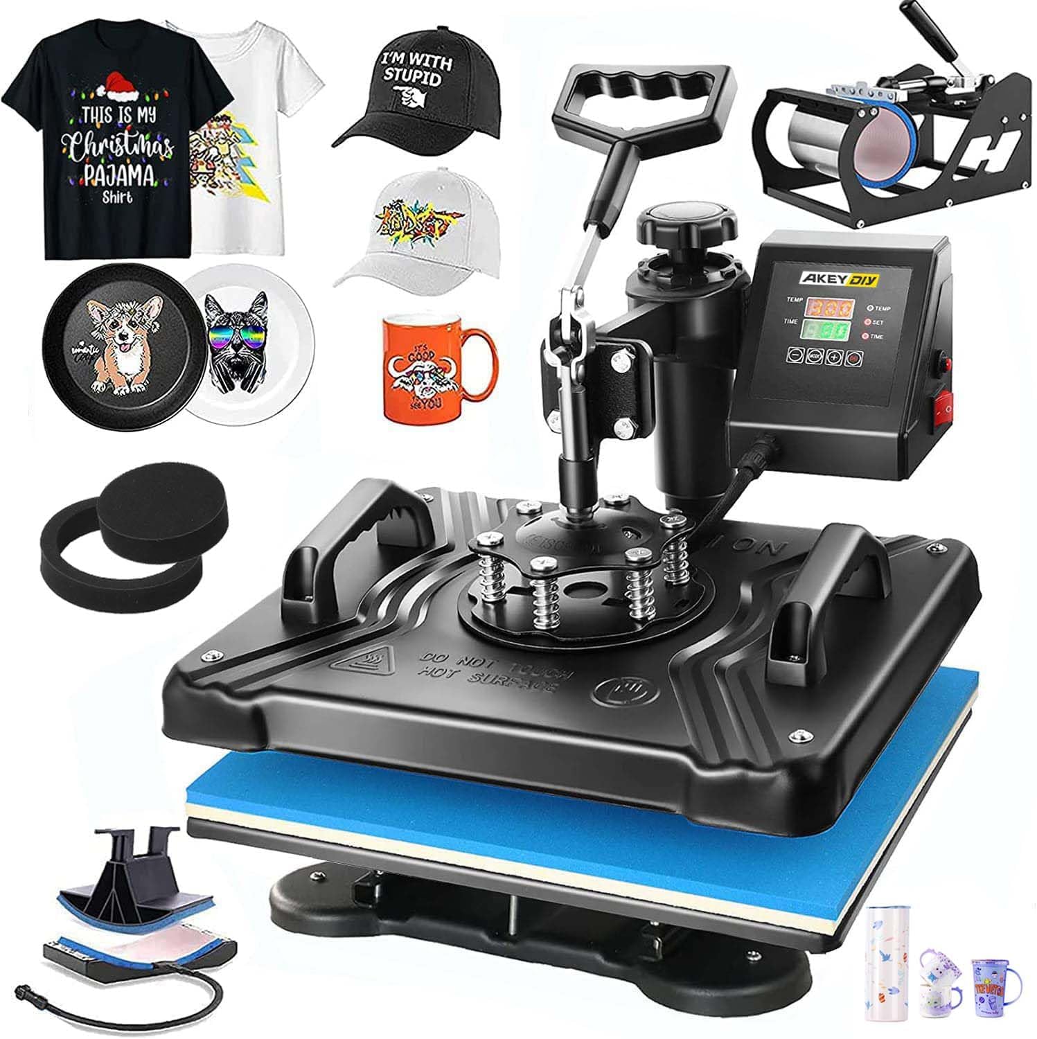 Professional 5 in 1 Heat Press Machine for t Shirts Digital Heat Press Combo 12" x 15" 360-degree Swing Aweay Shirt