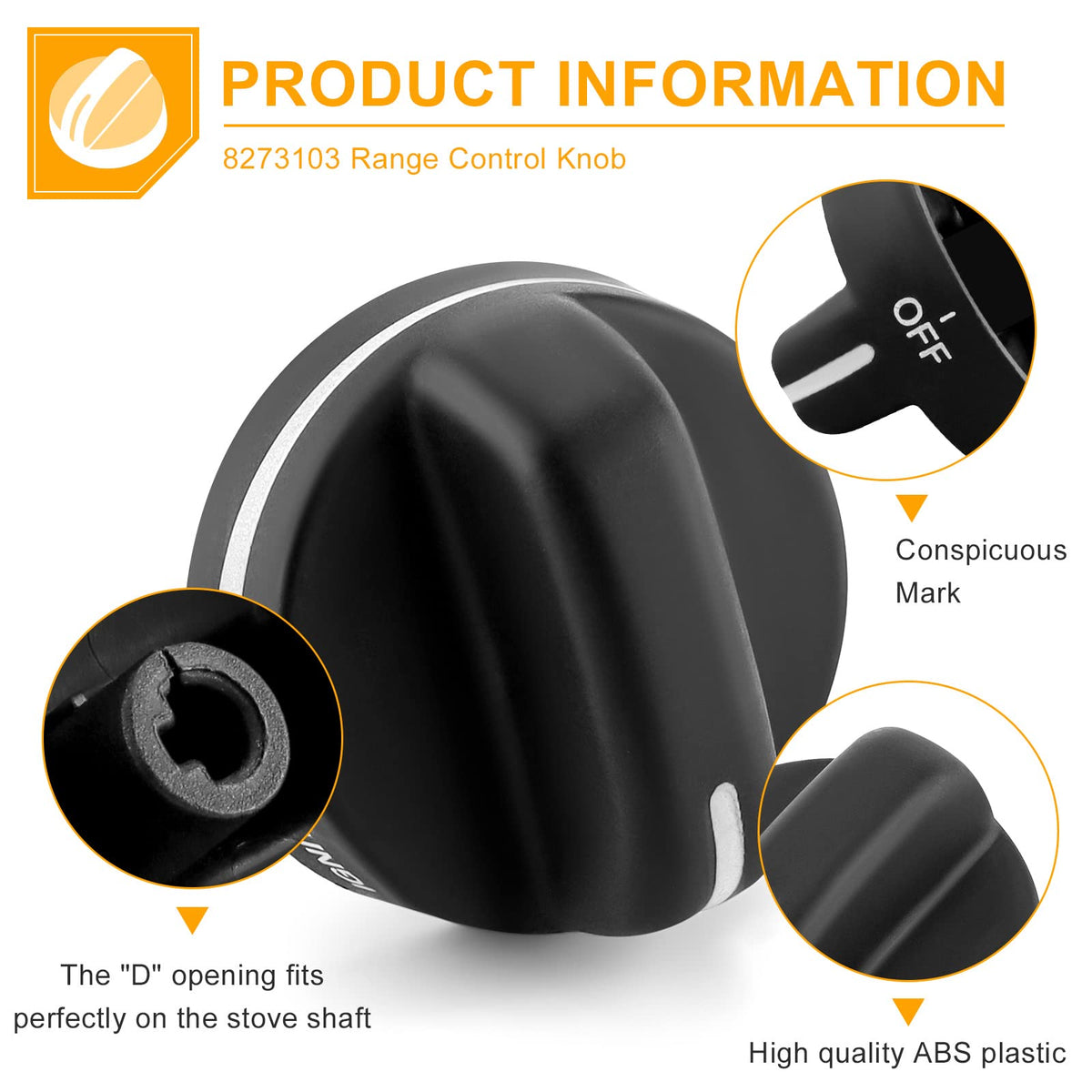 AMI PARTS 8273103 Range Control Knob Replacement Part, 2PACK Black
