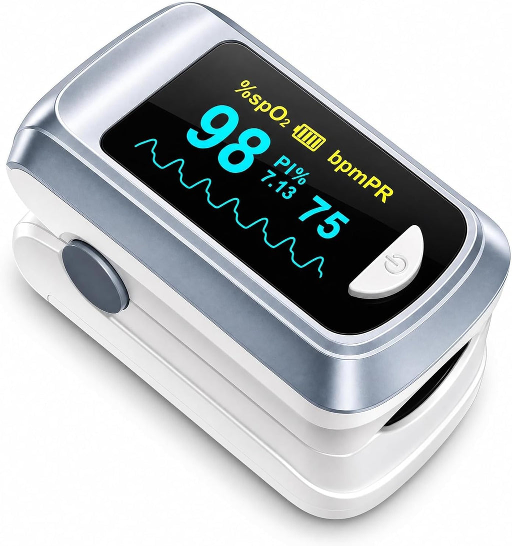 Fingertip Pulse Oximeter Blood Oxygen Saturation Monitor Pulse Ox, Heart Rate and Fast Spo2 Reading Oxygen Meter with
