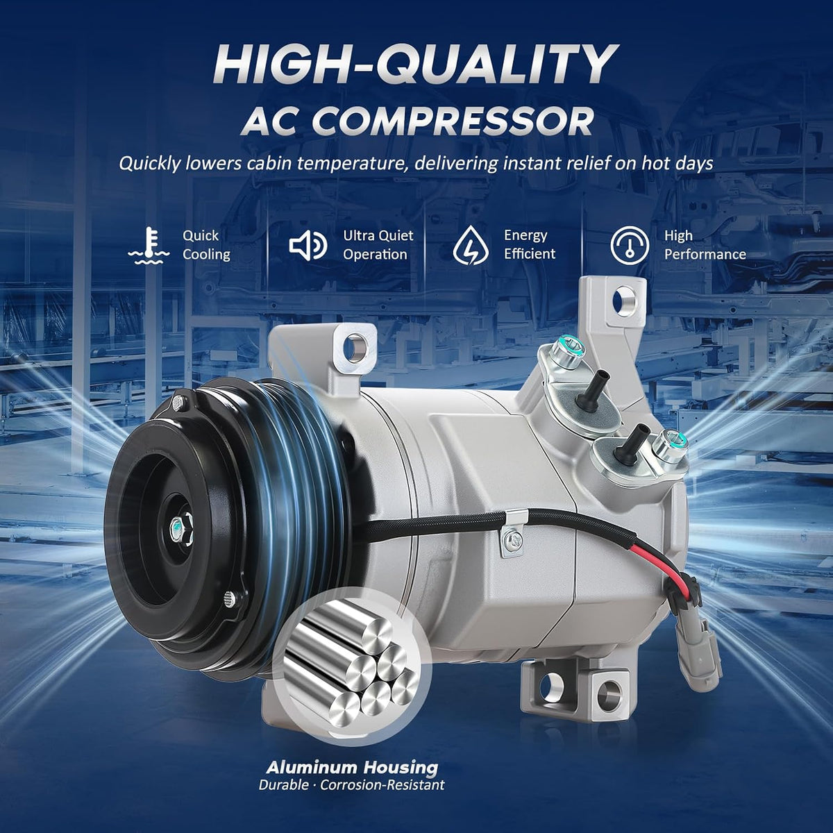 BDELI AC Compressor Fit for 2000-2013 Chevy Silverado Suburban 1500 2500