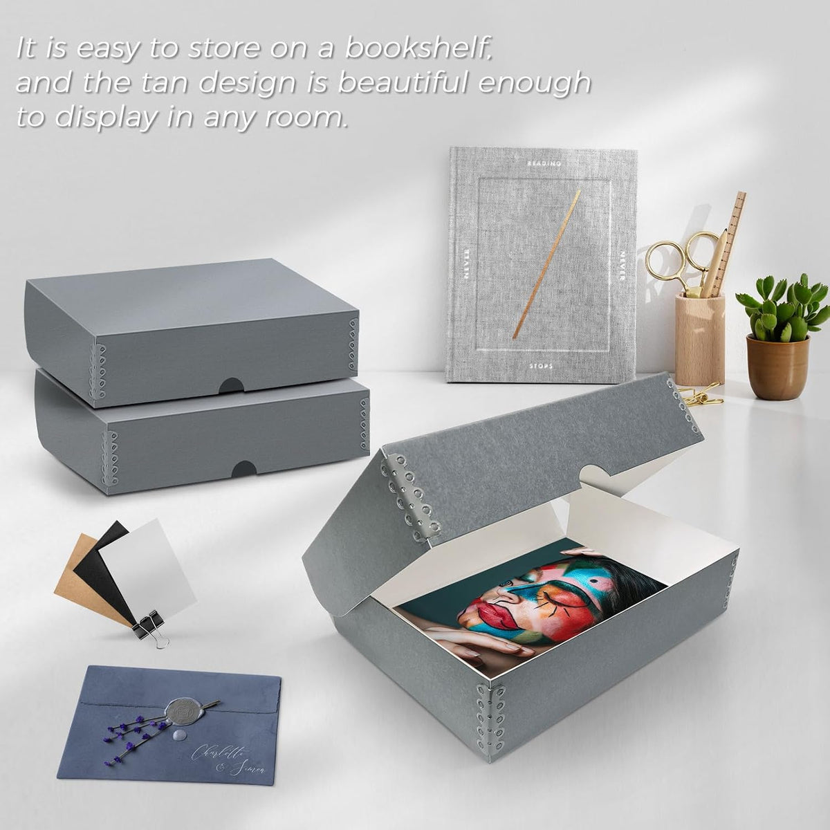 9x12 Clamshell Archival Folio Storage Box, 3" Deep