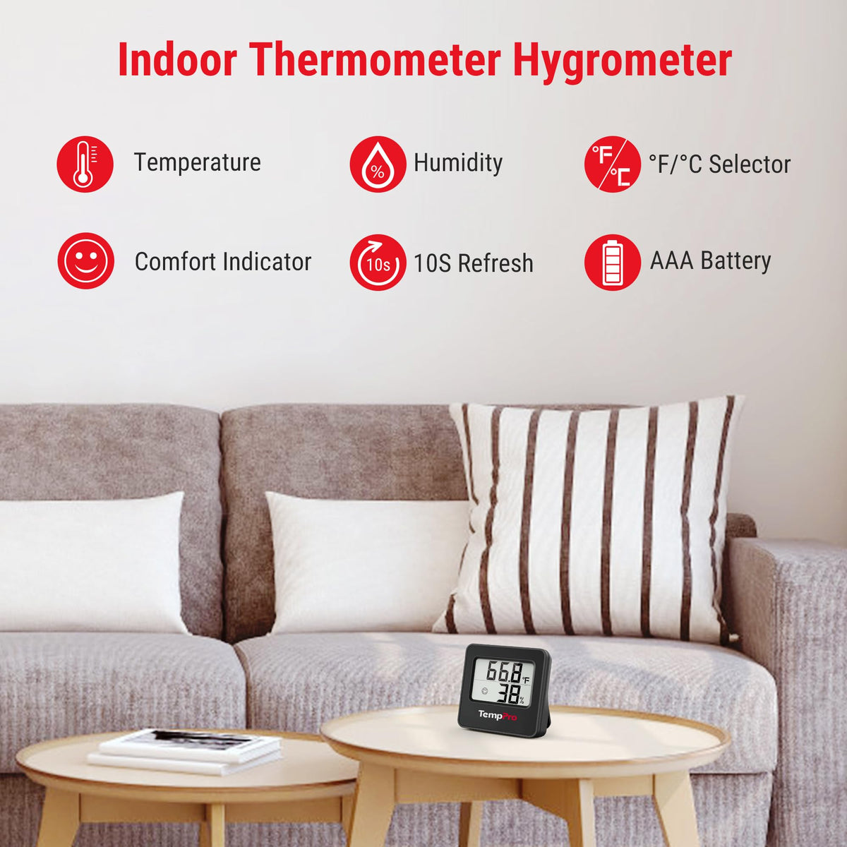 TempPro TempAir Hygrometer Indoor Thermometer for Home