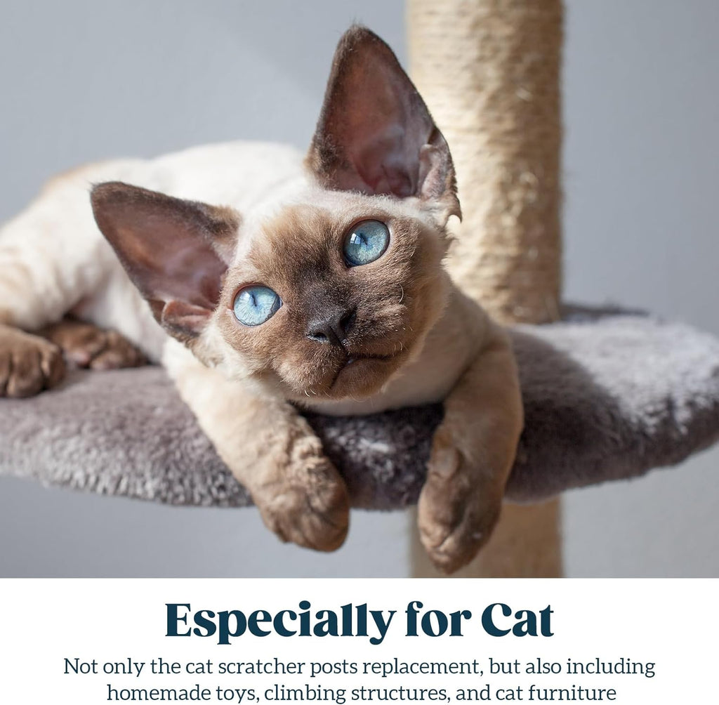 Natural Sisal Rope for Cat Scratcher - 1/4 Inch by 50 Feet, Cat Tree Rope Twine for Scratching Post Replacement