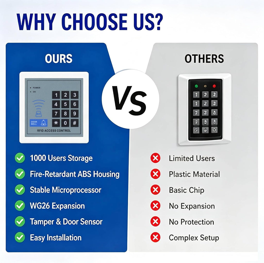 Fully Access Control System Kit,Easy to Install,1000 Users, Wiegand 26, 125KHz RFID Door Entry Keypad+NC Electric