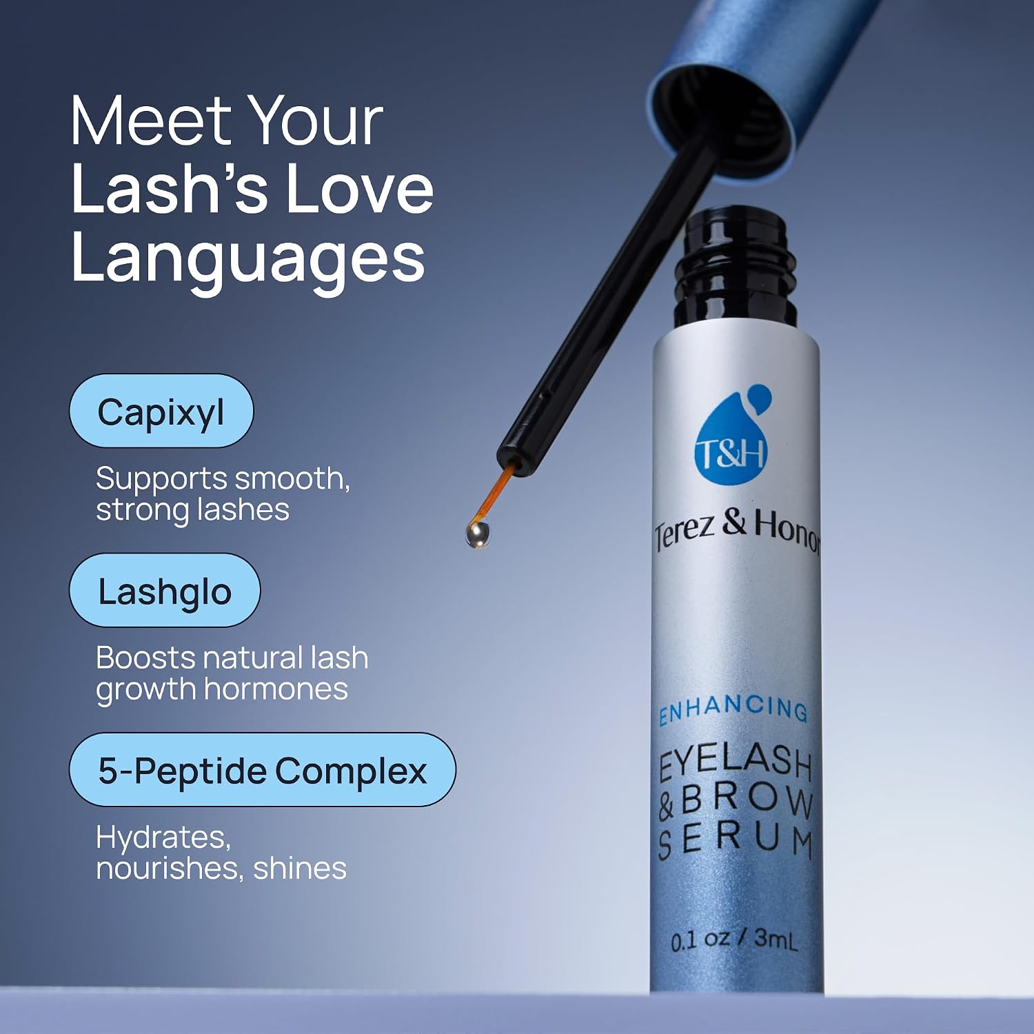 Advanced Eyelash Serum for Thicker, Longer Eyelashes and Eyebrows - Grow Luscious Lashes with Brow Enhancer (3mL)