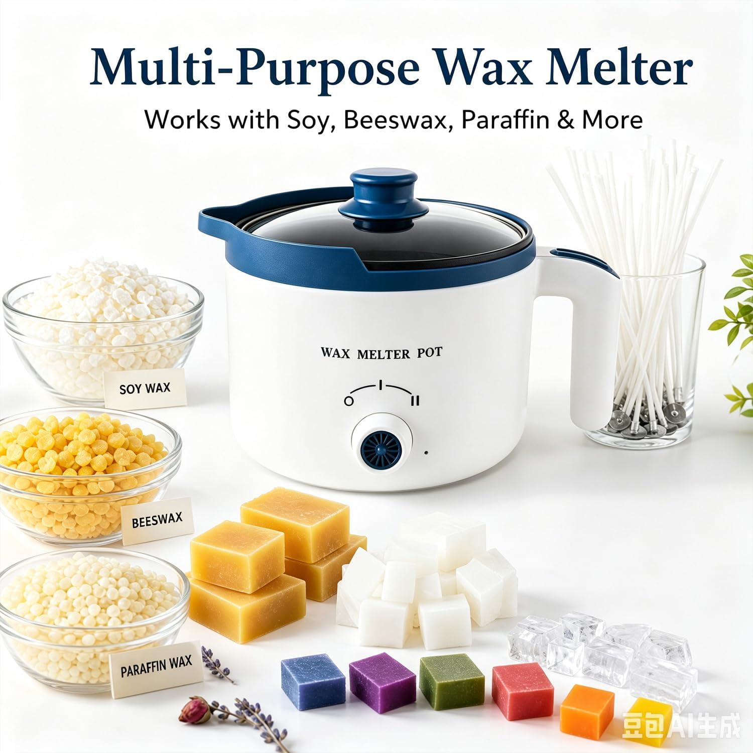 Electric Wax Melting Pot for Candle Making with Thermometer, Wicks | Wax Melter Pot with Spout, Small Candle Makers