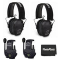 Razor Slim Ultra Low Profile Compact Design Adjustable Hearing Protection Electronic Earmuffs - Black Bundle With