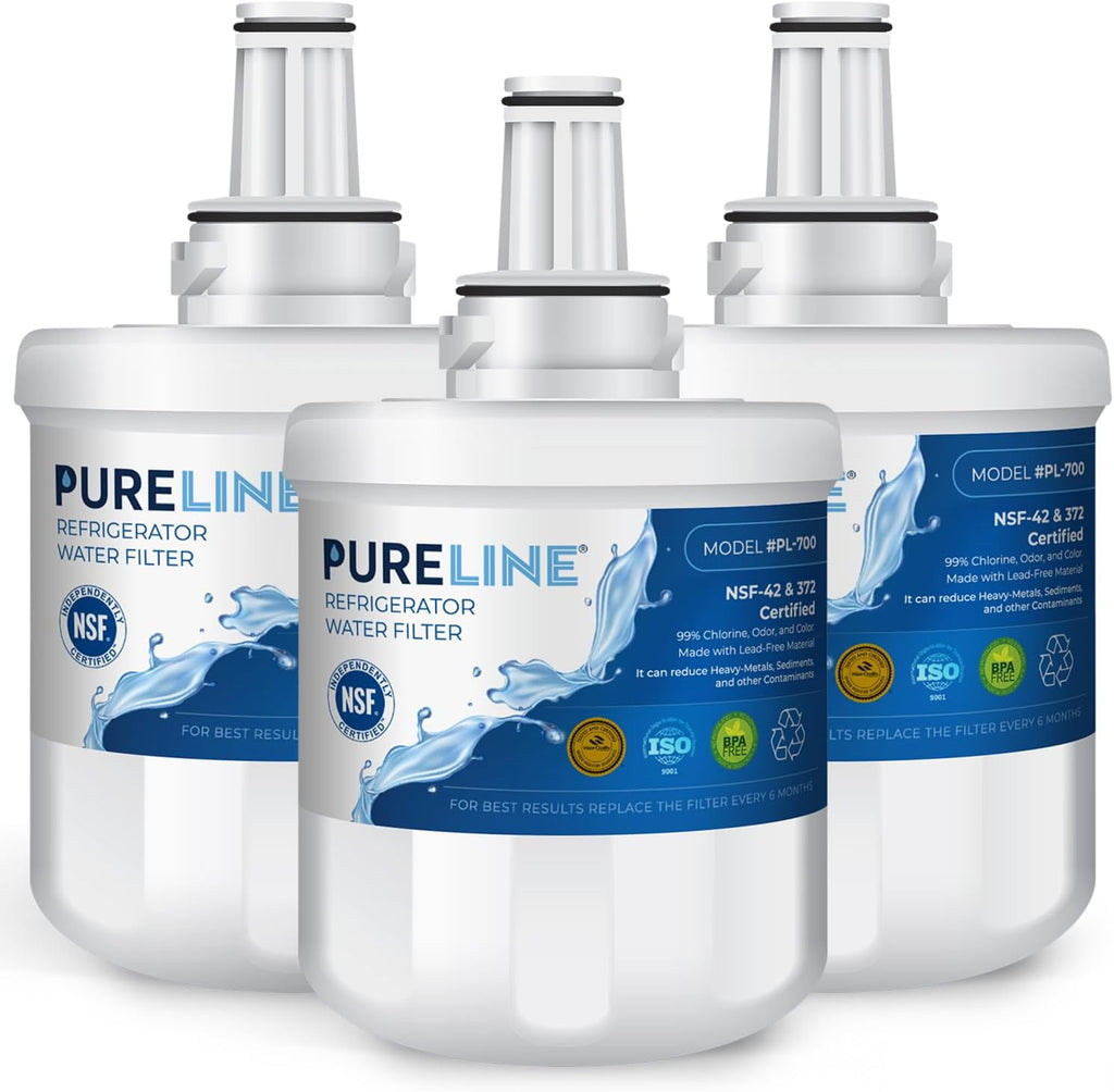 Pureline Replacement for DA29-00003G Water Filter Samsung, Aqua-Pure Plus, RSG257AARS, DA29-00003F, DA29-00003B, DA29-00003A, RF267AERS, RS22HDHPNSR Refrigerator Water Filter (3 Pack)
