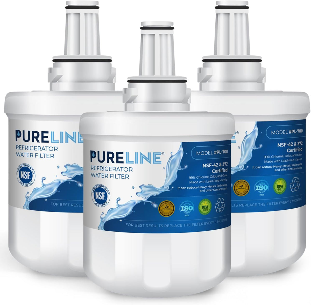 Pureline Replacement for DA29-00003G Water Filter Samsung, Aqua-Pure Plus, RSG257AARS, DA29-00003F, DA29-00003B, DA29-00003A, RF267AERS, RS22HDHPNSR Refrigerator Water Filter (3 Pack)