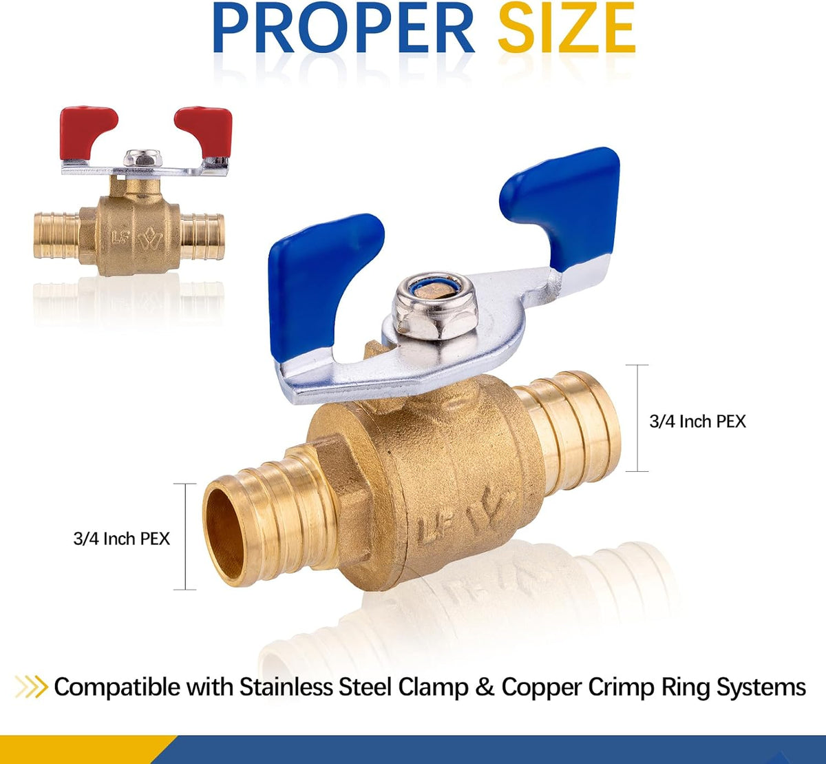 2PACK GUOFIS 3/4"PEX Shut off Ball Valve,Butterfly Handle(VALVE164-2)