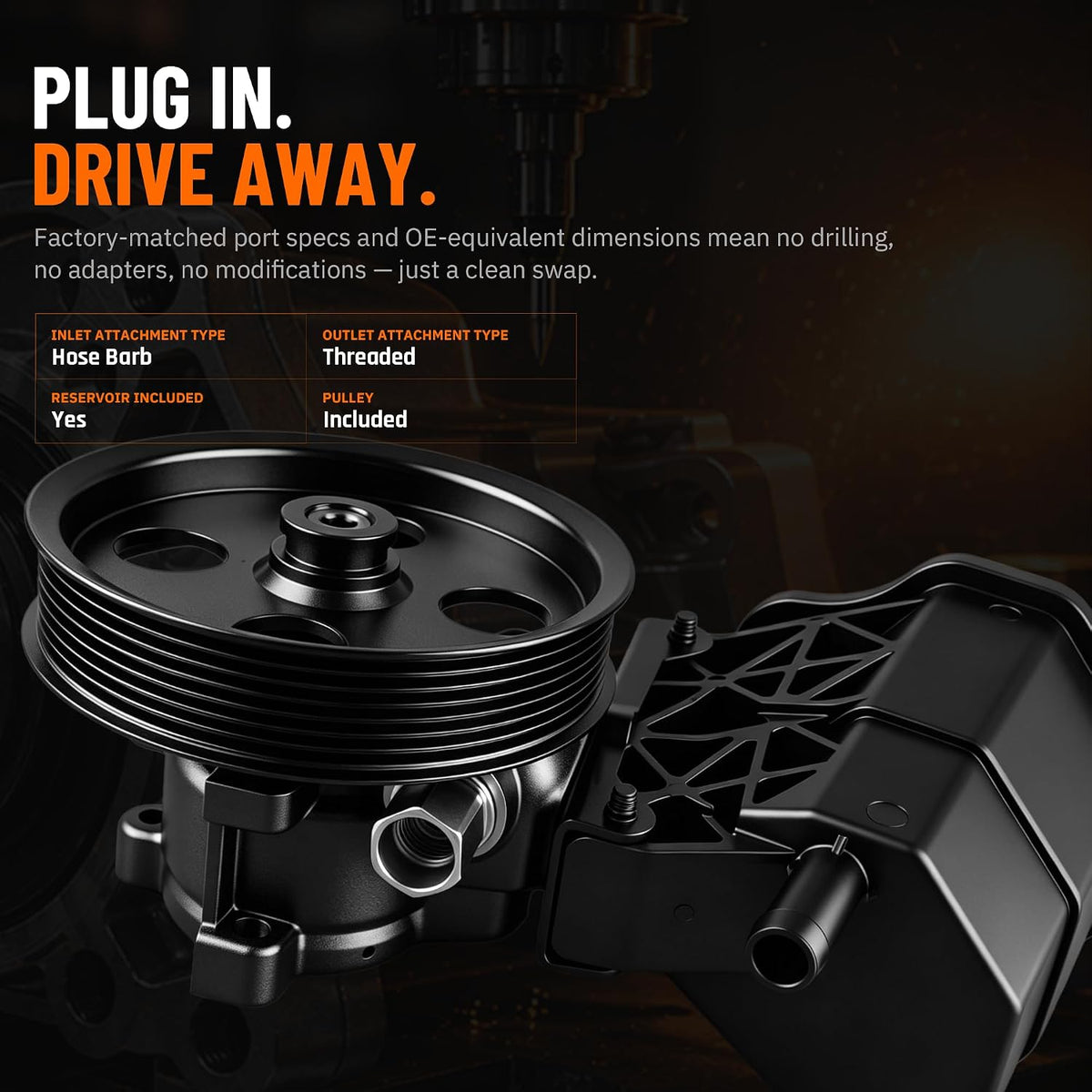Power Steering Pump with Pulley for 2002-2007 Ram 1500 V6 3.7L/V8 4.7L 5.7L