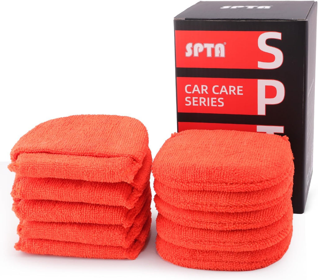 Microfiber applicator pad, Microfiber Sponge, SPTA 10Pcs Ultra-Soft Microfiber Wax Applicator Pads, Cleaning Pads