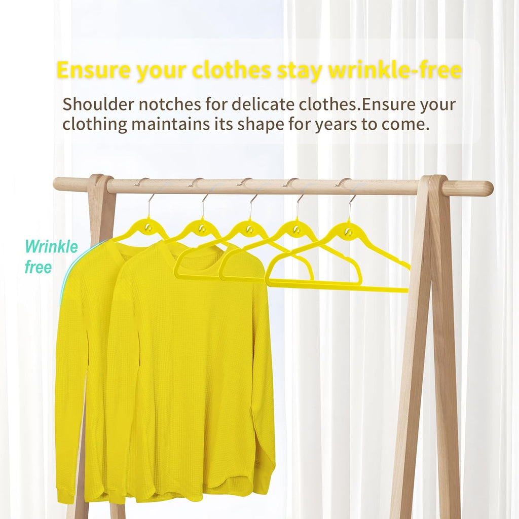Multi-Color Premium Velvet Hangers with Mini Hooks, Pack of 50, Non Slip, Space Saving Cascading Clothes Hangers