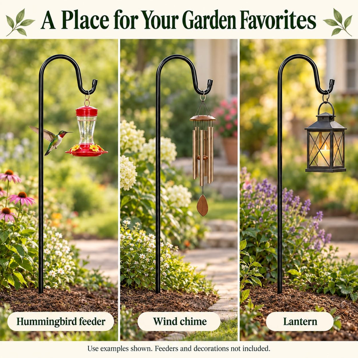 Bird Feeder Pole, 45 INCH Heavy Duty Shepherds Hooks for Outdoor with 5 Prong Base, Adjustable Stand Hanger for