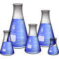 Glass Flask 5 Piece Set, Narrow Mouth Erlenmeyer, Borosilicate 3.3 Glass - 50ml, 150ml, 250ml, 500ml, 1L, 213B2