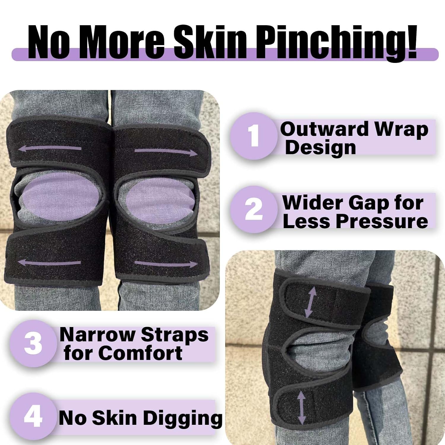 Men & Women Knee Pads - Waterproof Cushion with Straps for Adult, Black L