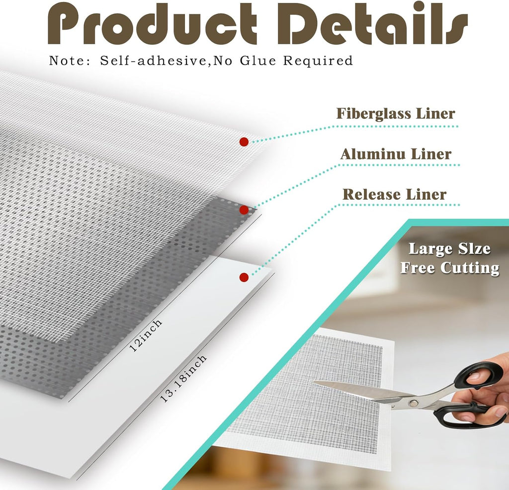 Drywall Repair Kit, 3 Pcs, 12x12in Self-Adhesive Patch with Sandpapers and Scrapers, Quick Fix for Large Holes