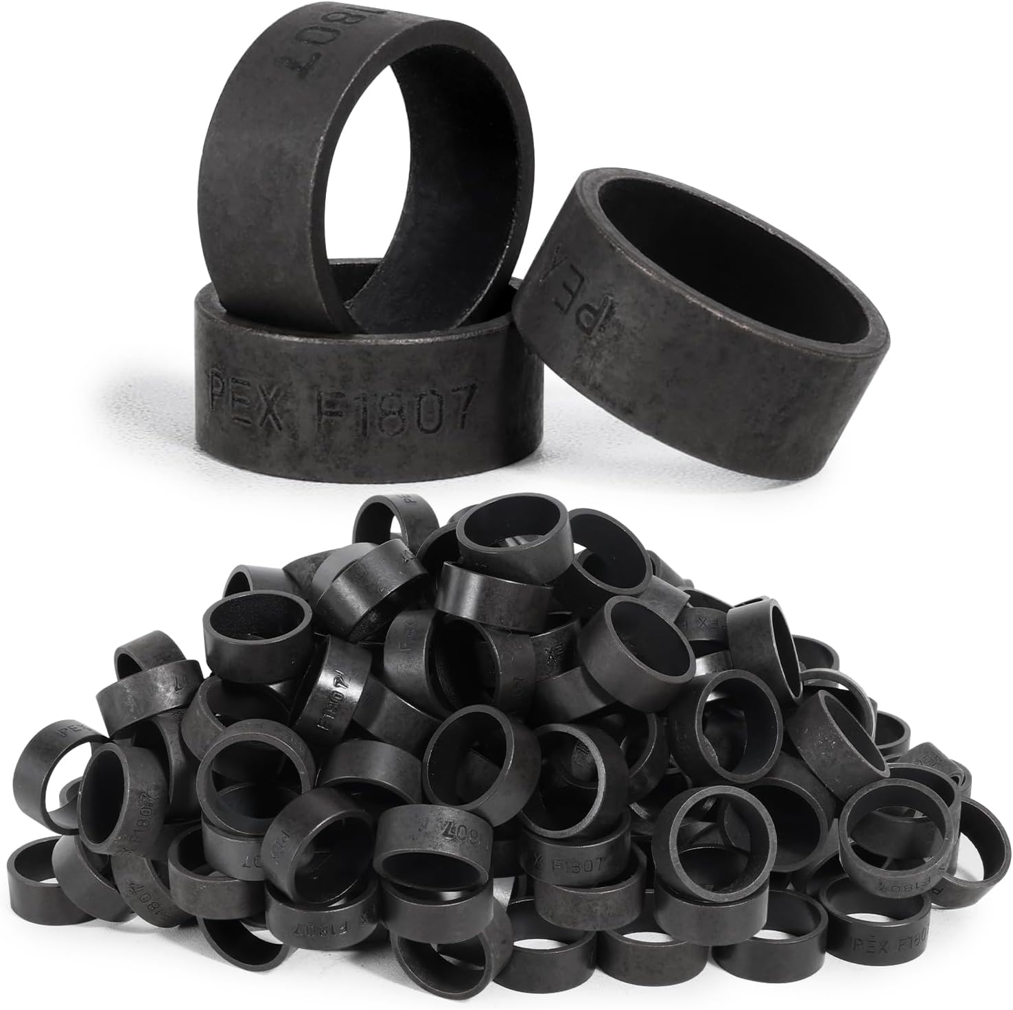 220 PCS 1/2" PEX Copper Crimp Rings for Pex Pipe Connection, Black-Oxidized Surface Treatment