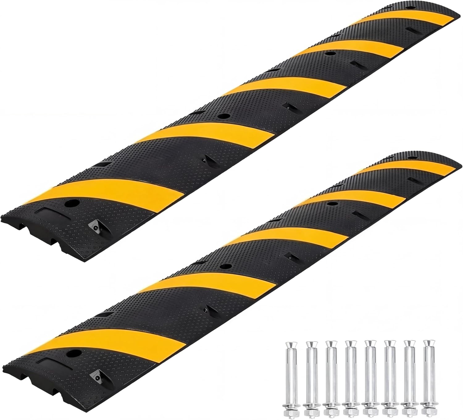 6FT Heavy-Duty Rubber Speed Bumps-2 Packs, 66000 LB Capacity Driveway Speed Bump with Bolts for Parking Lots, Roads
