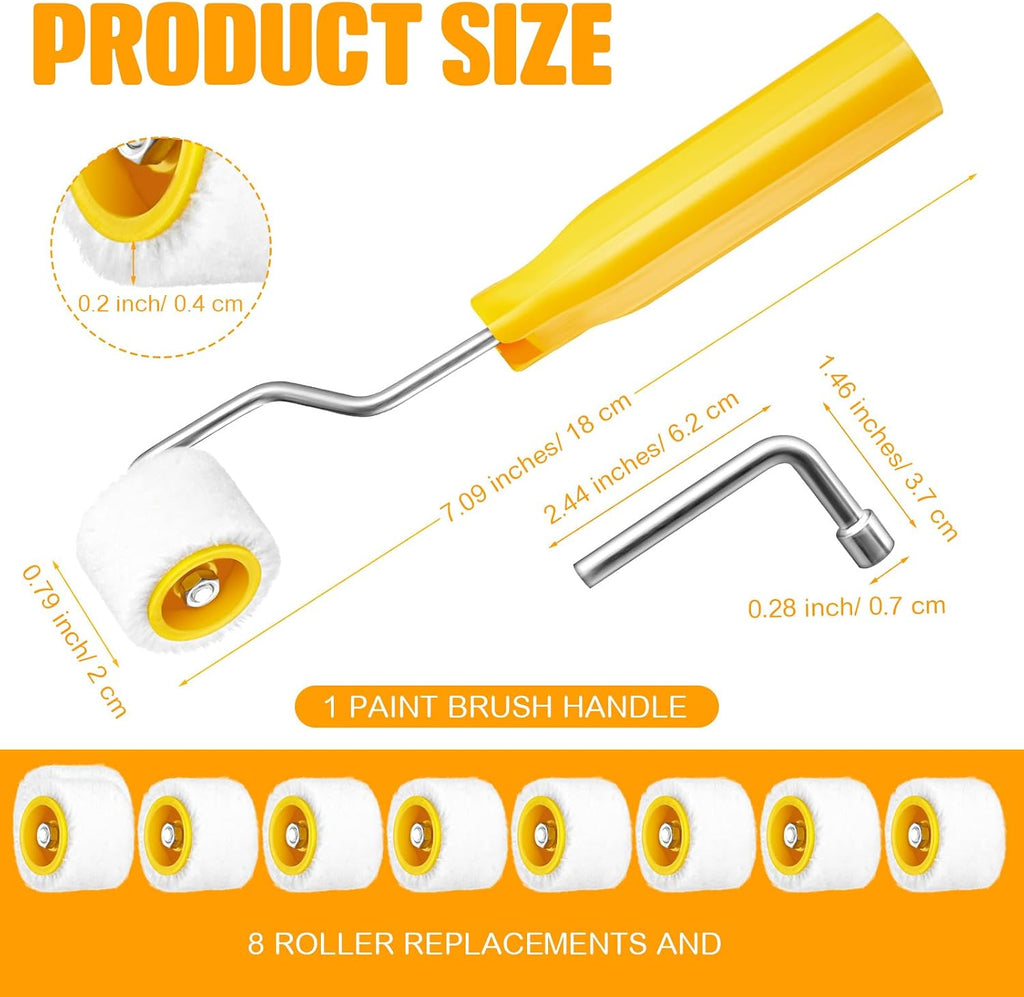 8 Pack Mini Paint Roller Small Paint Roller for Touch up Trim Edge or Corner, Extra Small Brushes Tool for Window