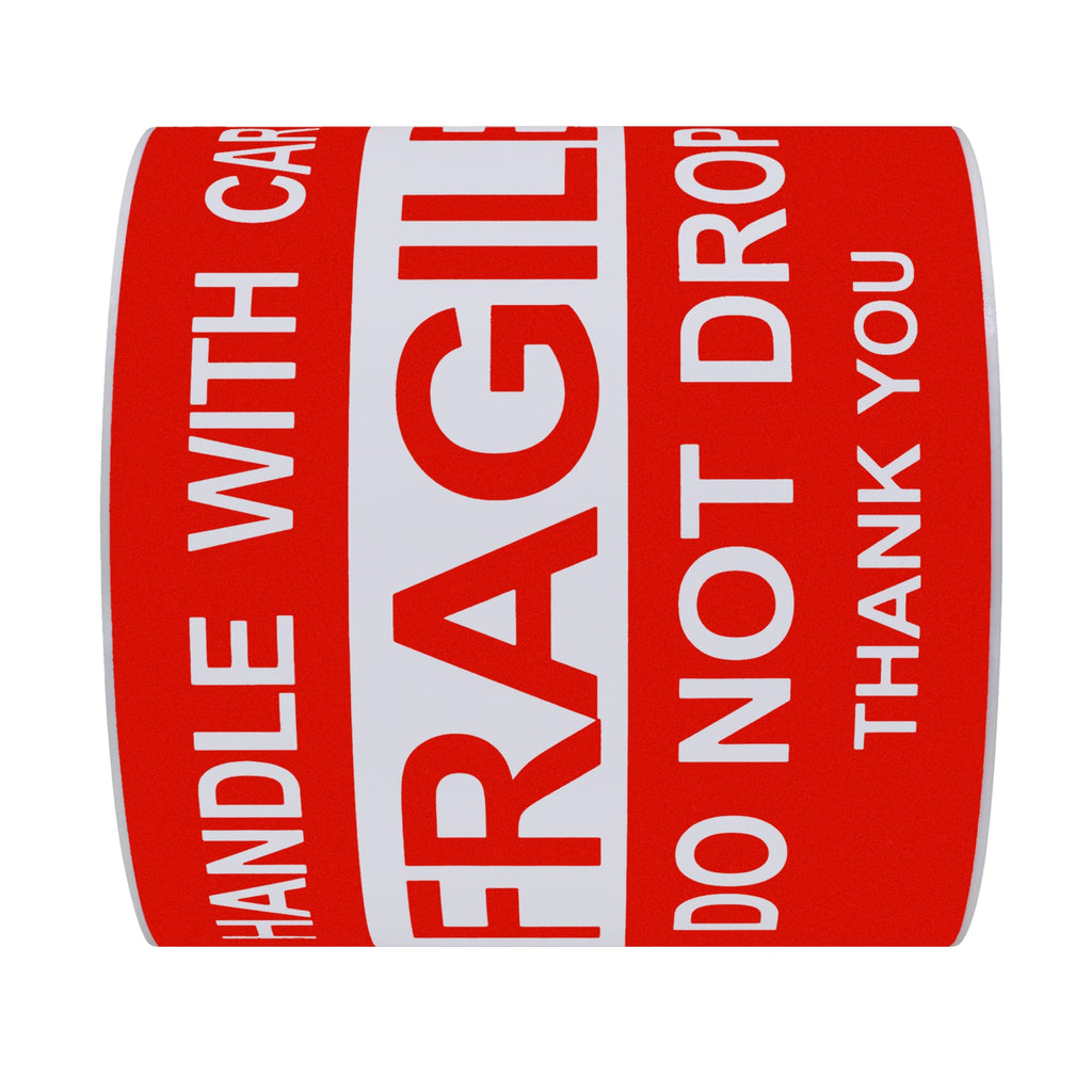 Fragile Stickers 3x5 100 PCS Shipping Labels Warning Label Rectangle Sticker, Red, Fragile Do not Drop