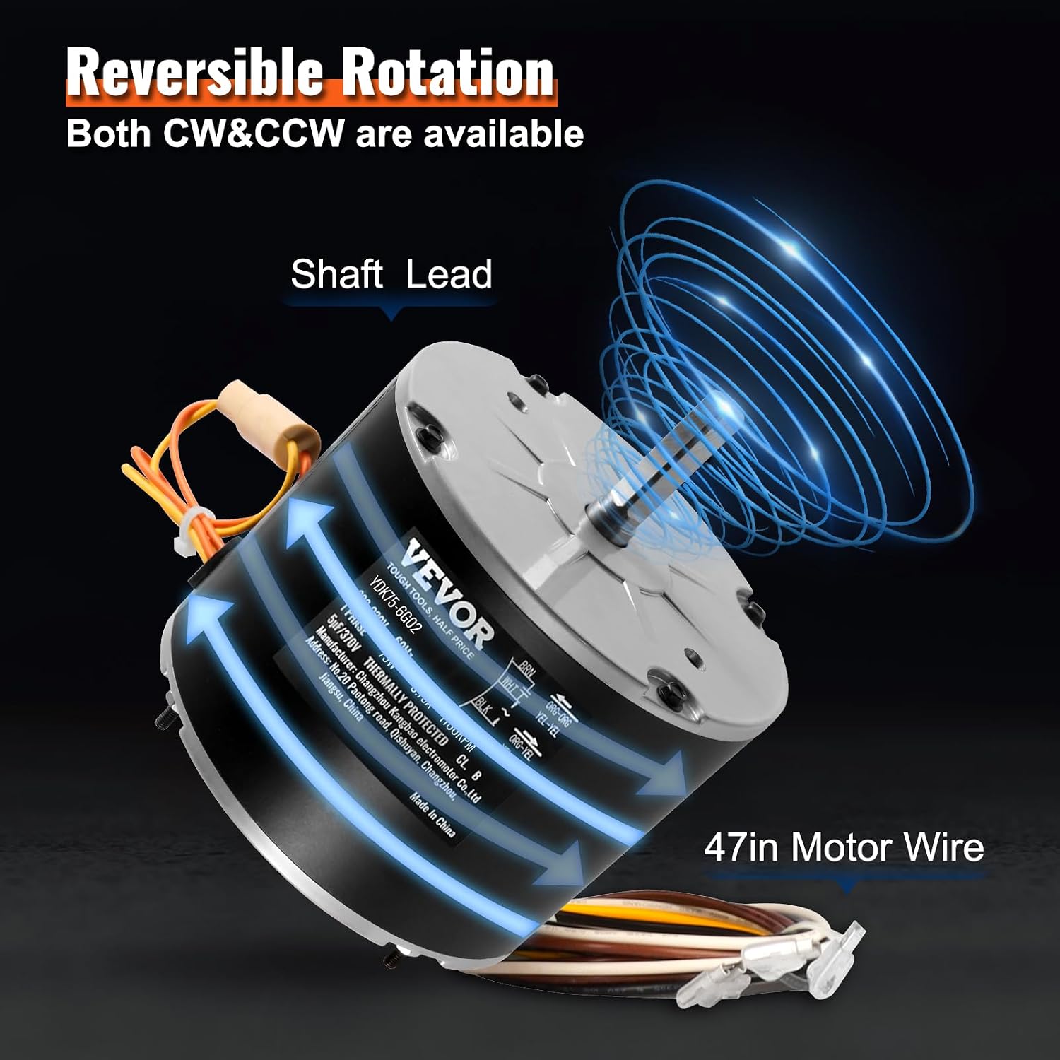 OEM Upgraded Condenser Fan Motor, 1/10HP 1100RPM, Replacement for ac GE Genteq Carrier Bryant Payne Dayton