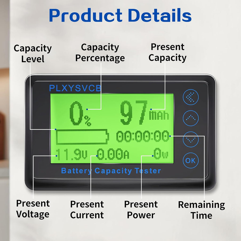 500A Battery Monitor with Shunt, LCD Backlight Screen RV Monitor, High and Low Voltage Programmable Alarm, 10V-120V
