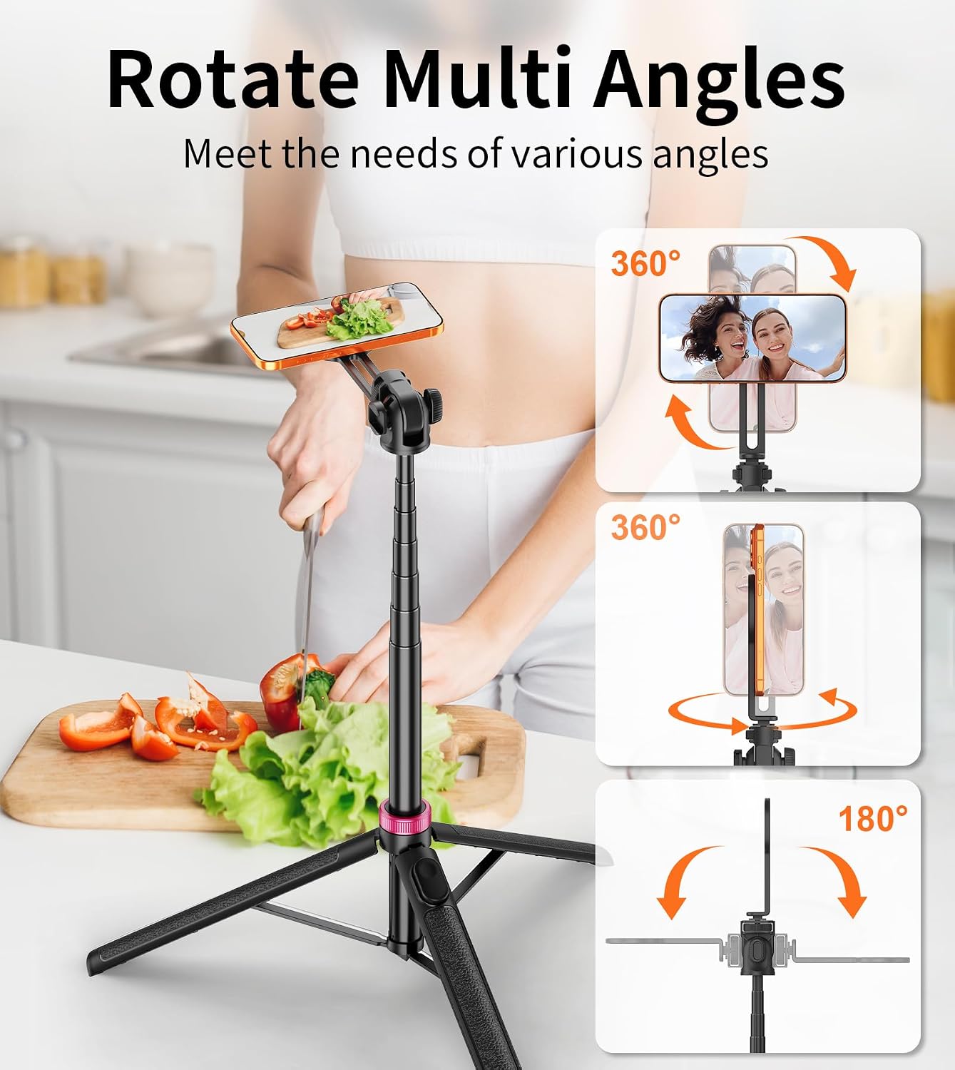 69" Magnetic Phone Tripod Stand Selfie Stick with Remote & Phone Mount | Portable Stand holder Rechargeable with