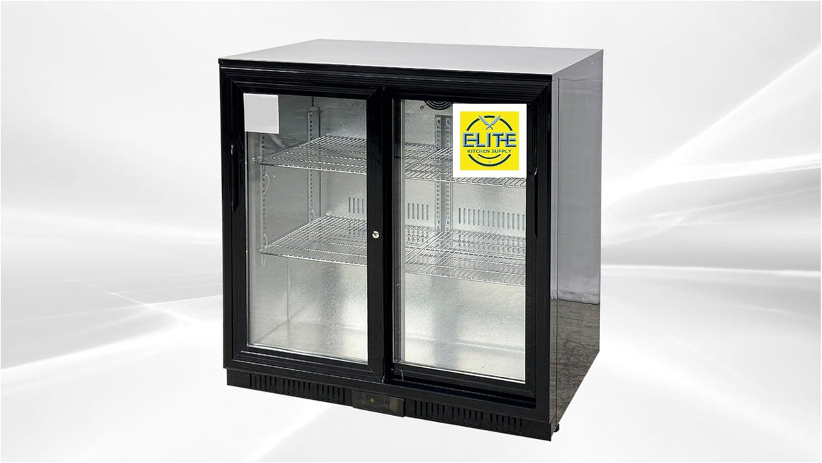 Commercial Back Bar Beer Cooler, ETL Restaurant Beverage Display Merchandiser Refrigerator, 208L 2 Slide Glass Door