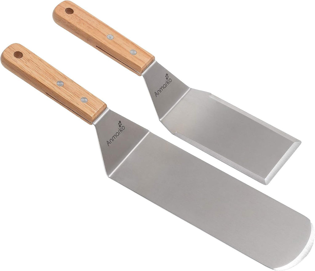 Metal Spatula Set - Griddle Long Spatula - Teppanyaki spatulas - Griddle Scraper and Pancake Flipper or Hamburger