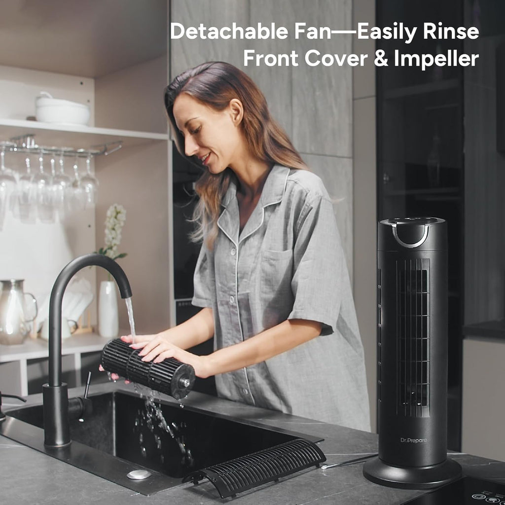 Tower Fan for Bedroom, 25 dB Quiet DC Bladeless Fan with Remote, 8 Speeds, 1-8H Timer, 80° Oscillating Fans for