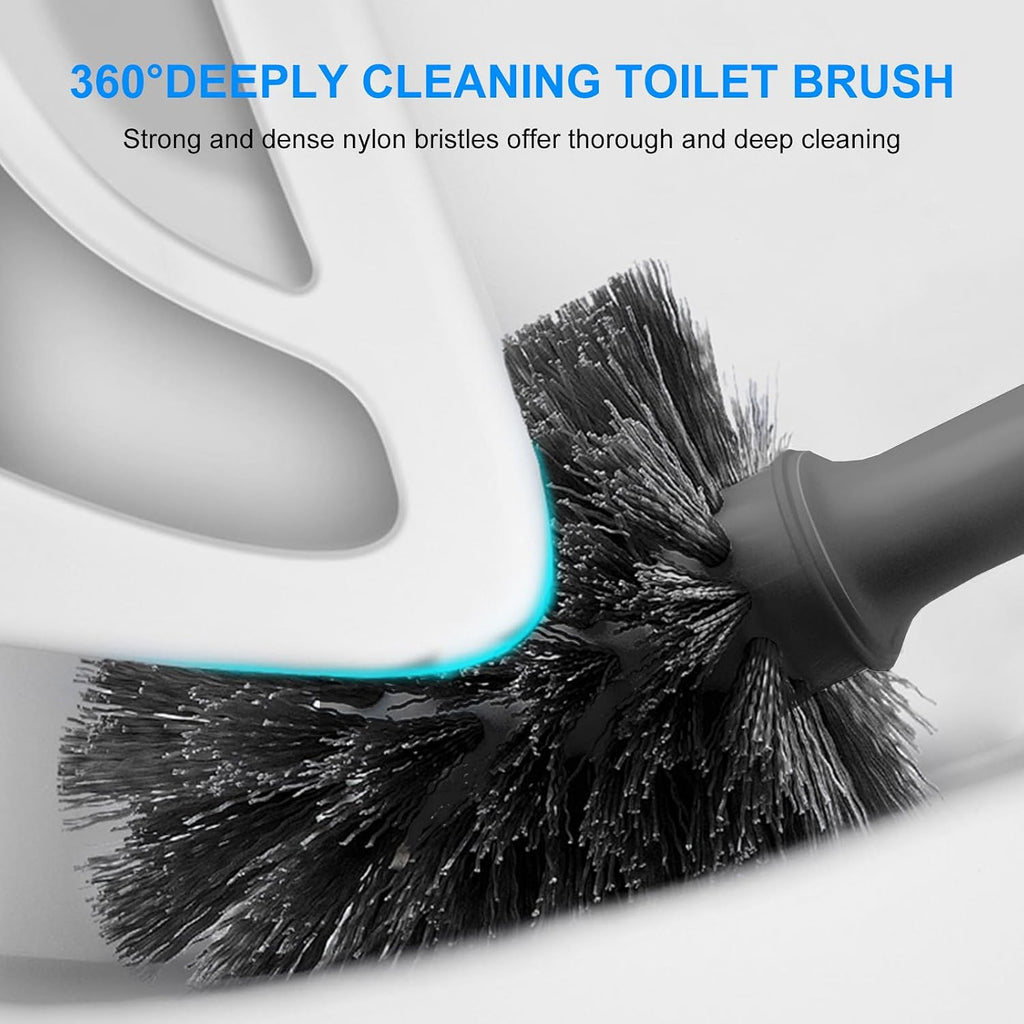Toilet Brush and Plunger Set, Semi-Hidden Toilet Plungers, Gray | Heavy Duty Toilet Bowl Brush and Holder for