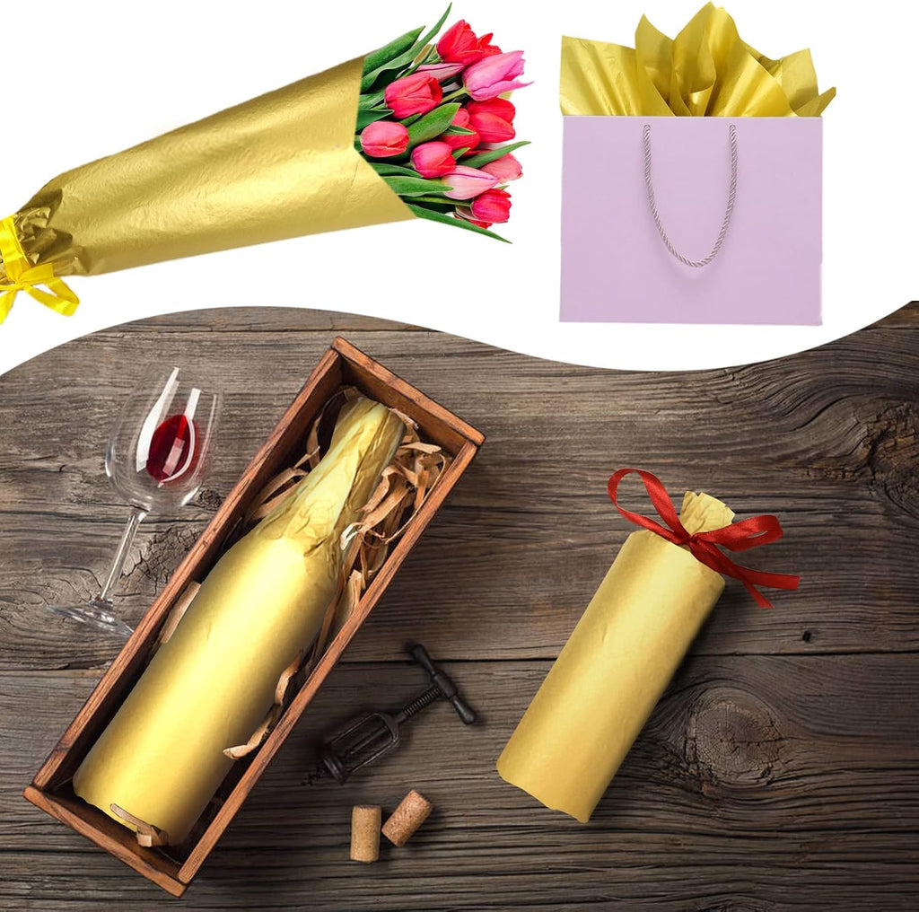 120 Sheet Gold Tissue Paper HMUIKFRY 20x12 Inch Wrapping Paper