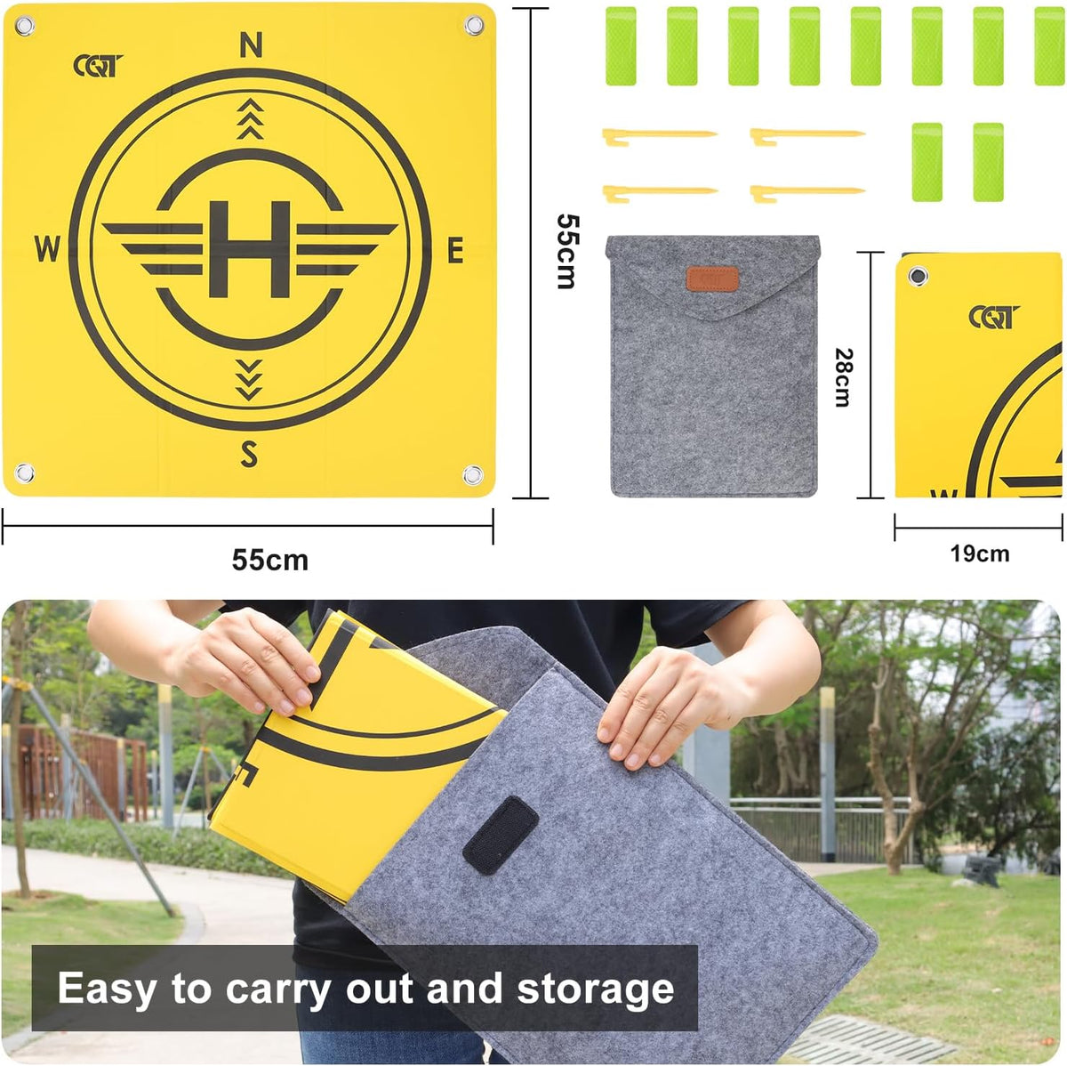 Drone Landing Pad,Universal Waterproof Portable Nighttime Reflective Weighted Landing Apron for DJI Avata 360 Mini 5