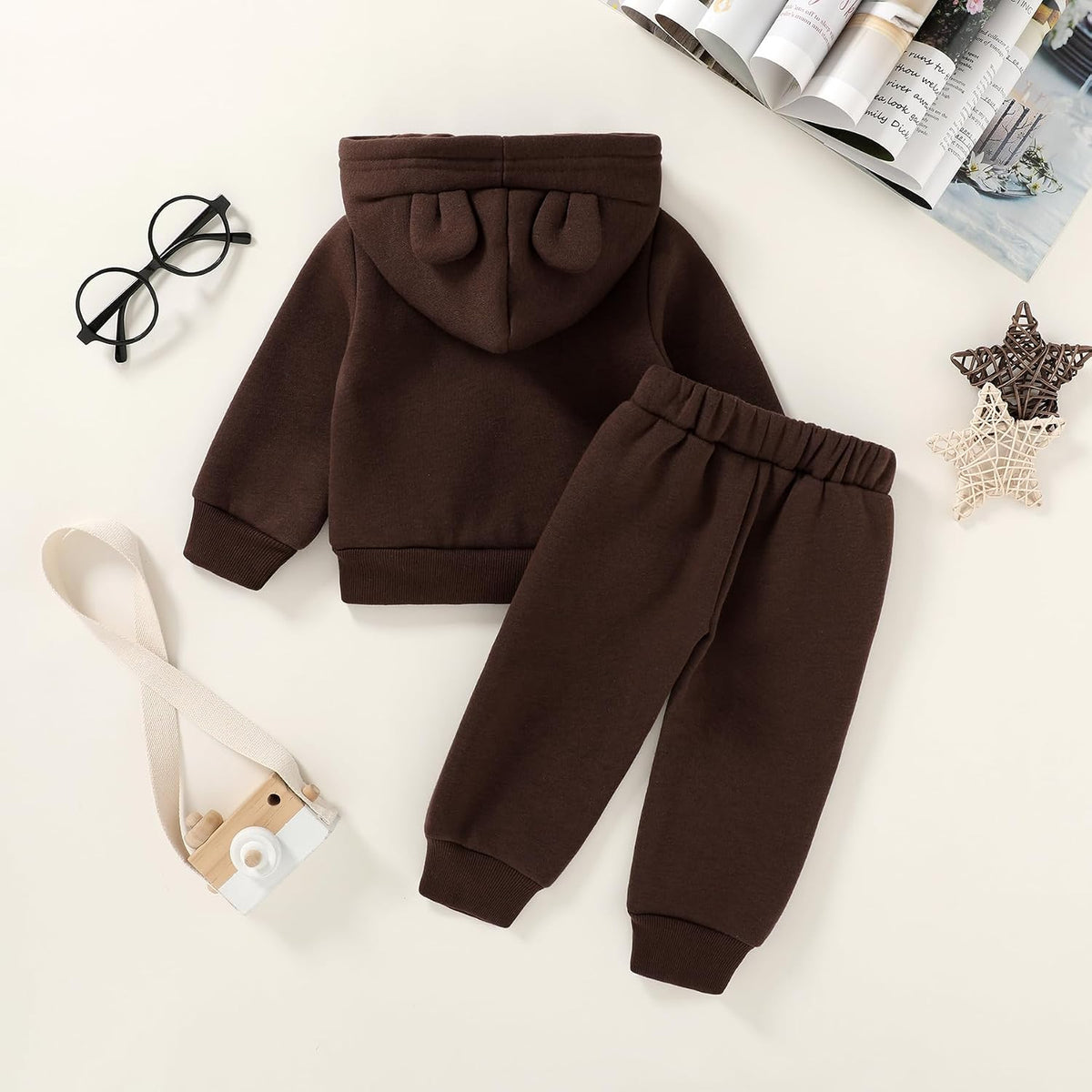Baby Clothes for Girls Boys Clothes Solid Color Zipper Hoodie and Pants Set Infant Fall Winter Outfits