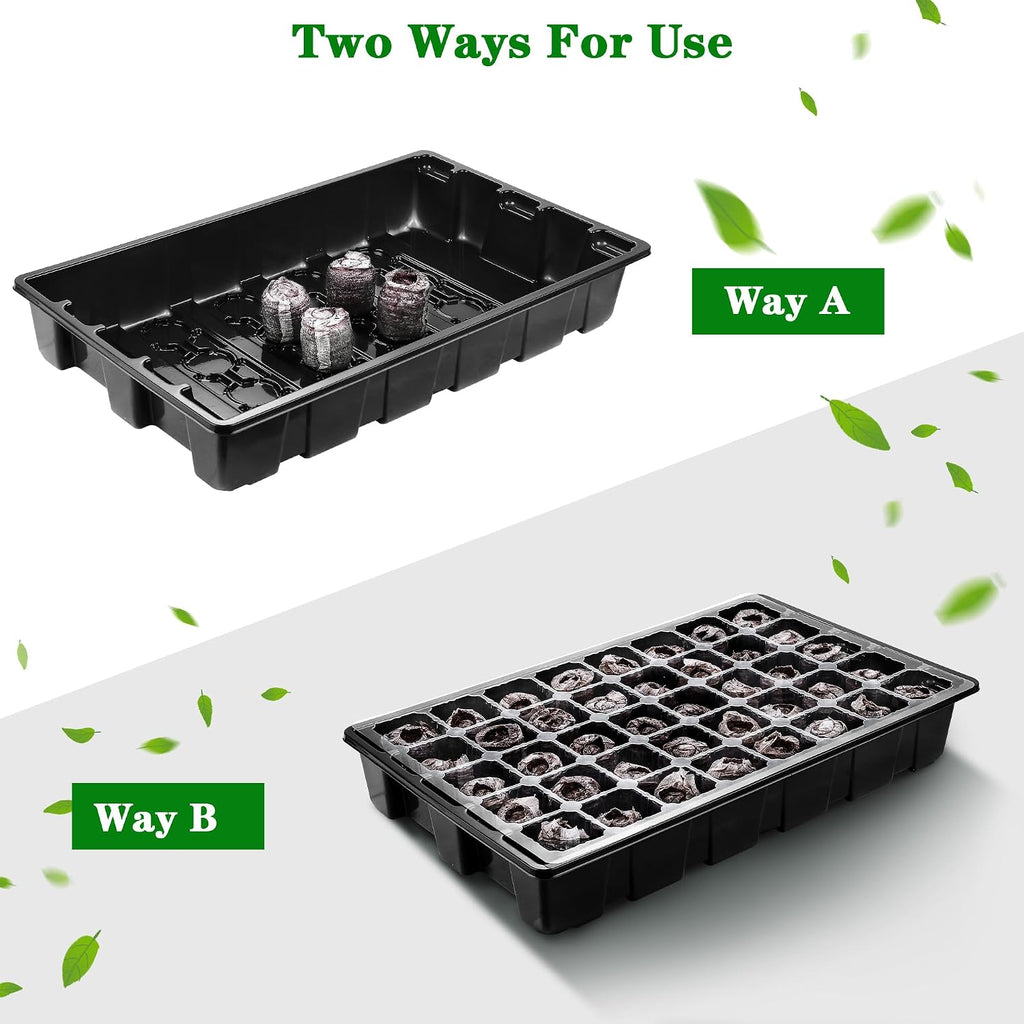3 Pack Seed Starter Tray Kit with Grow Light Germination Trays with Humidity Dome, 120 Peat Pellets, Gardening Tools