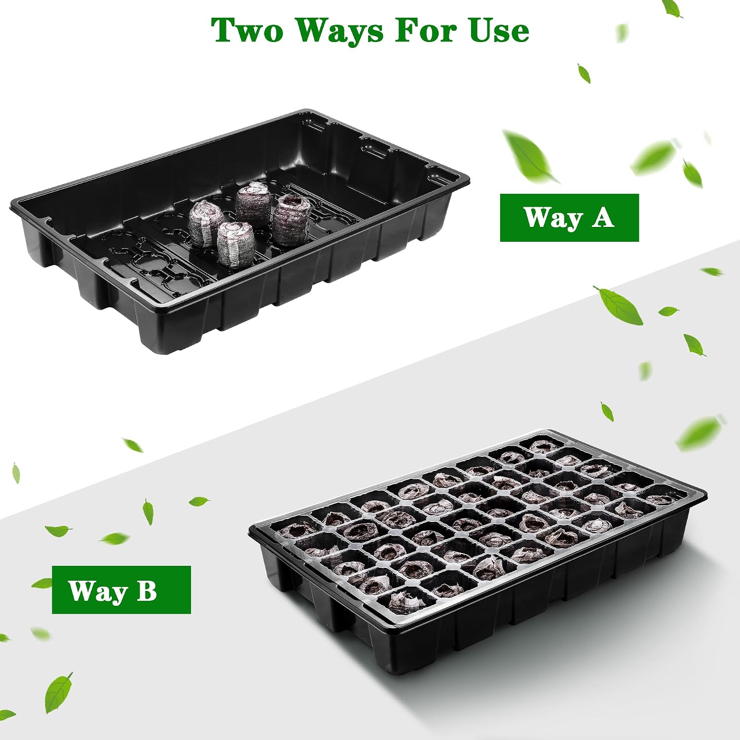 3 Pack Seed Starter Tray Kit with Grow Light Germination Trays with Humidity Dome, 120 Peat Pellets, Gardening Tools