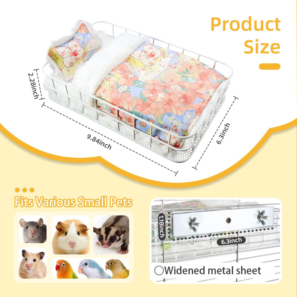 Sugar Glider Hammock Bed & Activity Platform - Versatile 2-in-1 Cage Accessories with Removable Bed, Sturdy Chew