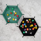 2 Pcs Dice Tray PU Leather Dice Trays Folding Hexagon Dices Holder