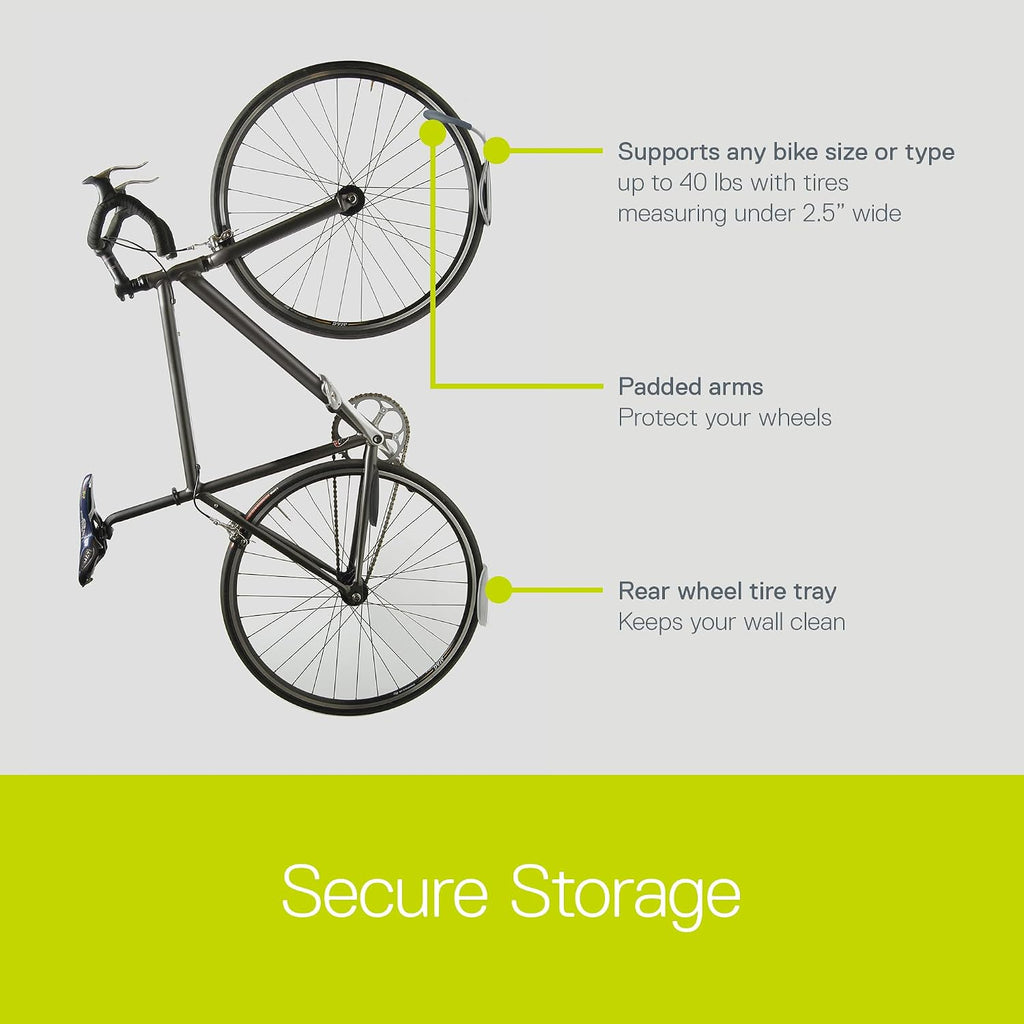 Leonardo Bike Rack Wall Mount with Tire Tray by Delta Cycle – Elegant Vertical Hanger Hook Design Provides Easy