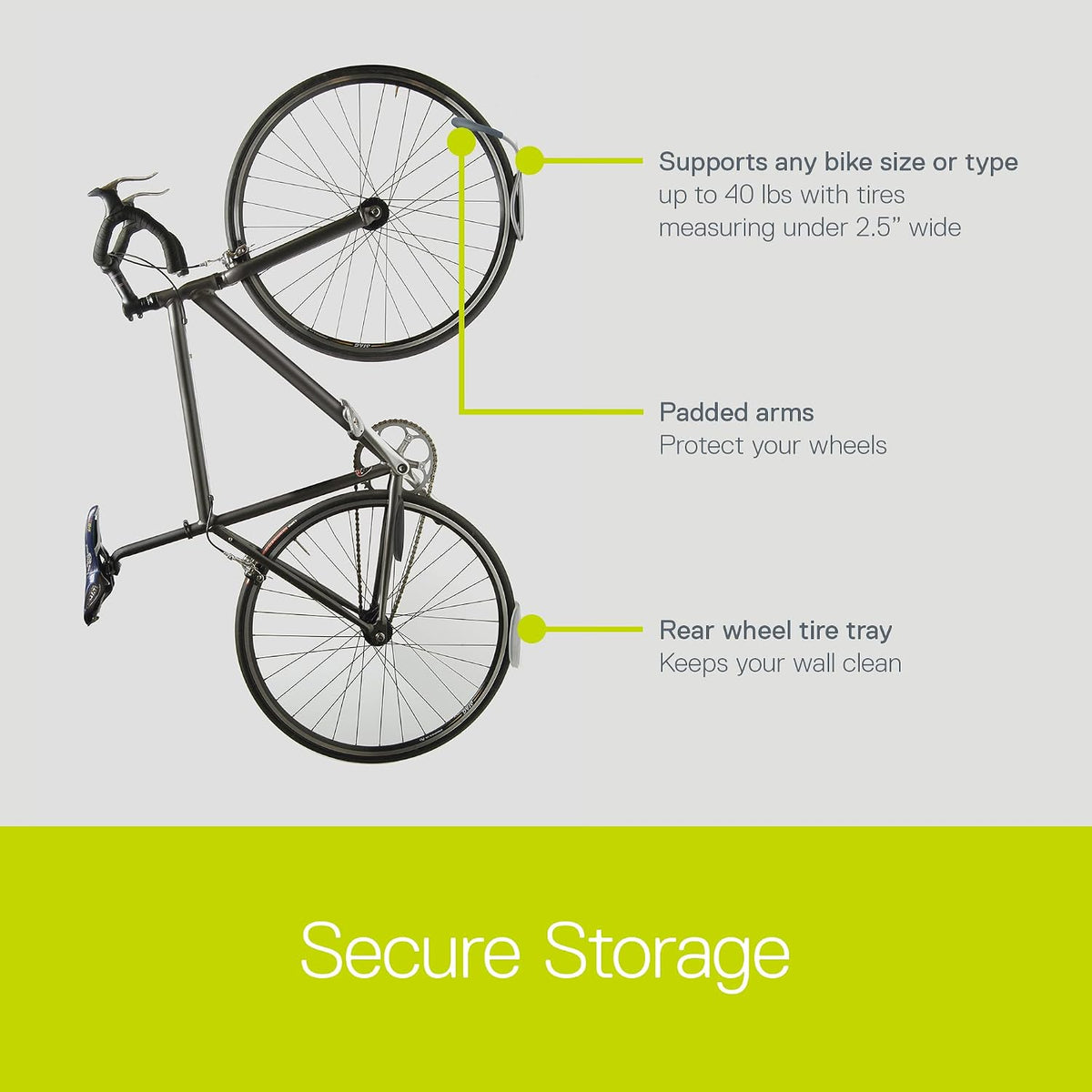 Leonardo Bike Rack Wall Mount with Tire Tray by Delta Cycle – Elegant Vertical Hanger Hook Design Provides Easy