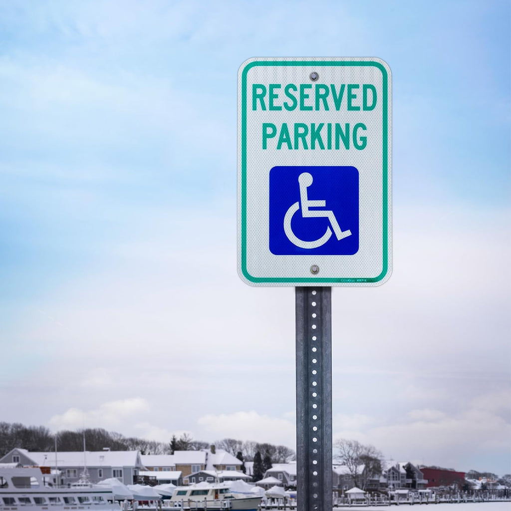 Reserved Parking Sign, 12" x 18" Handicap Parking Sign with ADA Accessibility Symbo, Engineer Grade Reflective