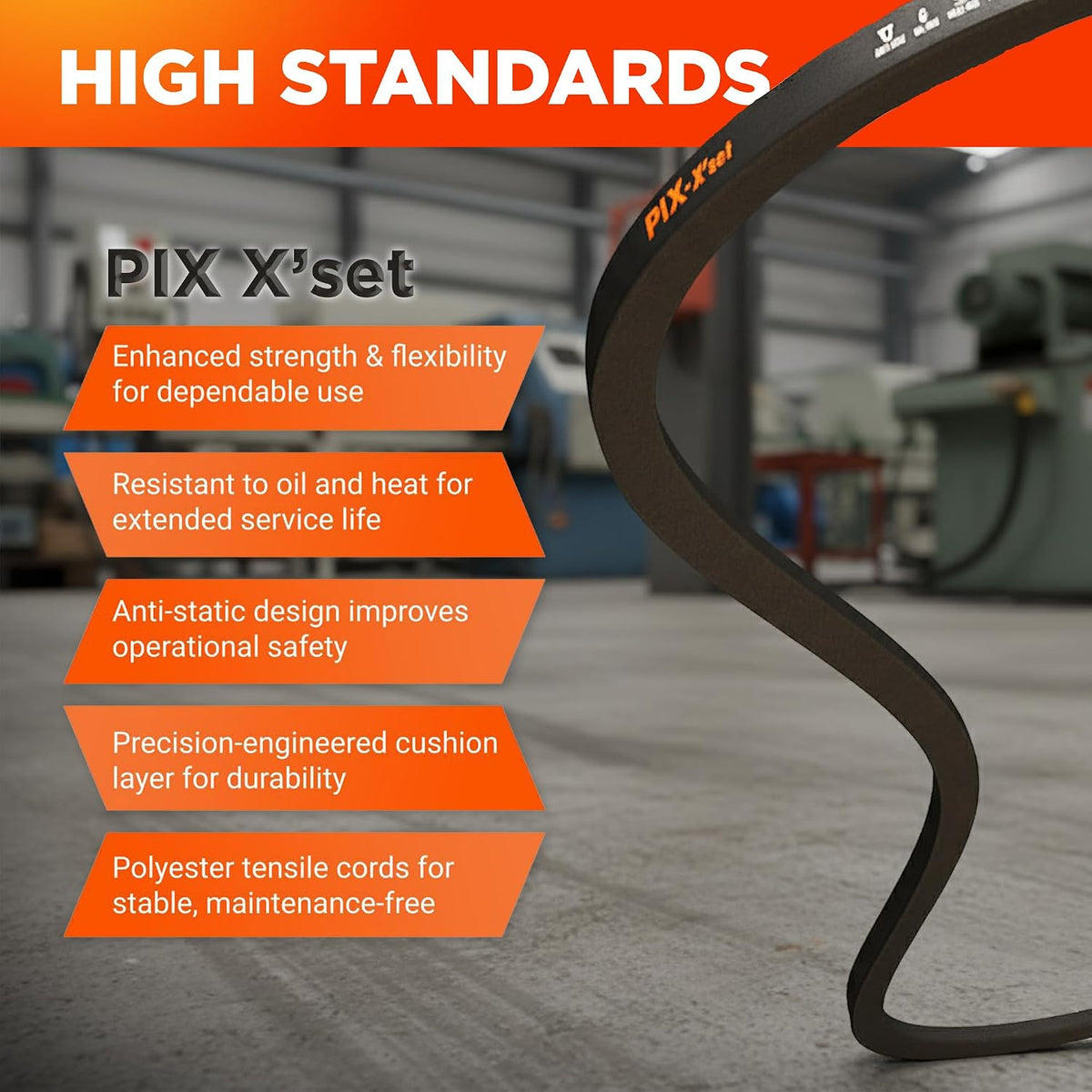 PIX B86 Wrapped Construction V-Belt, B/5L Section (21/32 x 89in OC) – Heavy-Duty Rubber Drive Belt for Industrial Machinery, Generators, Compressors, Pumps, Crushers, Blowers & Rolling Mills