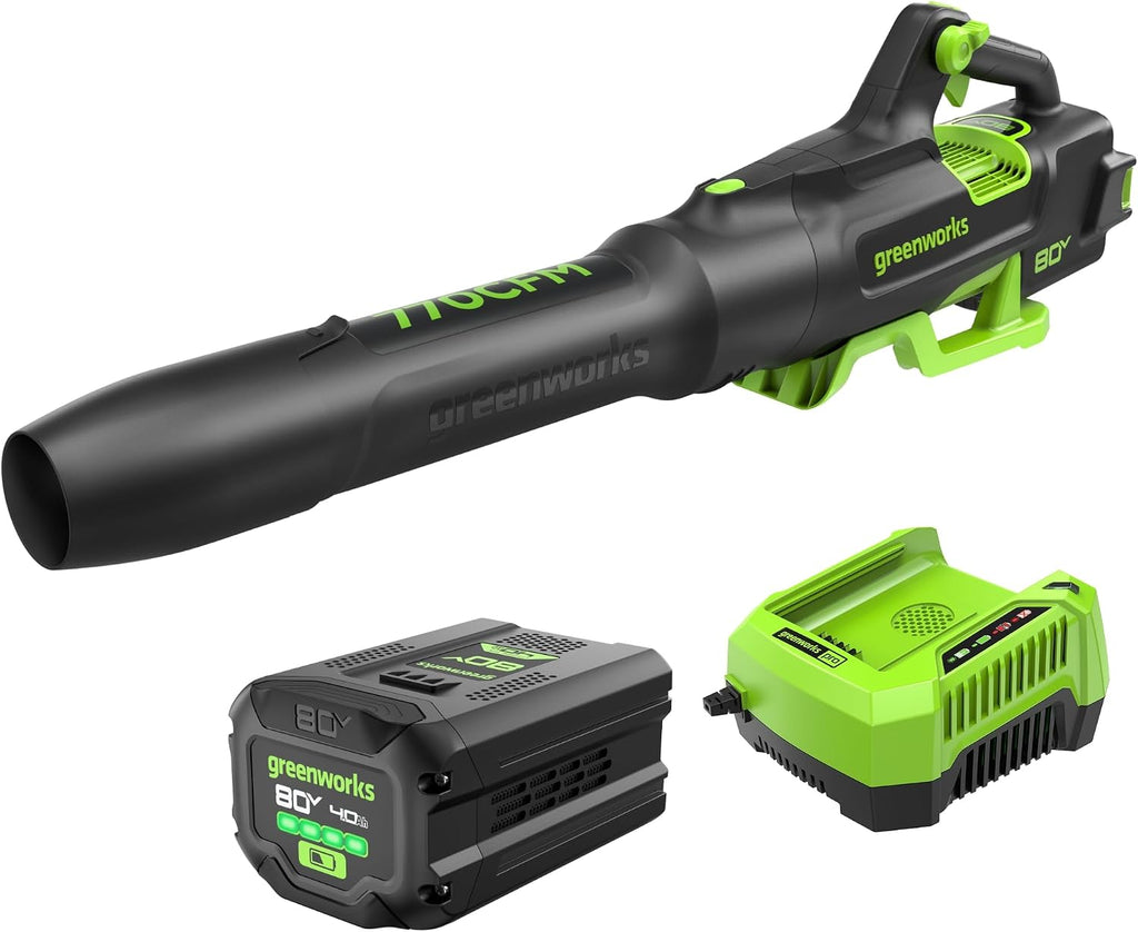 80V Electric Leaf Blower, 770 CFM, 4.0 Ah Battery and Charger