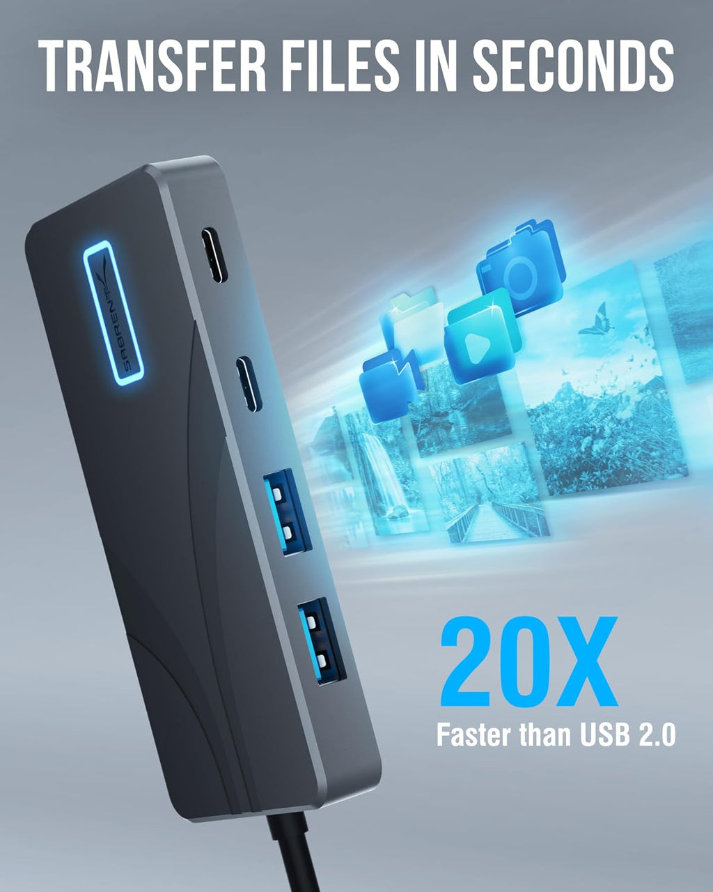 5-in-1 USB-C Hub, 10Gbps, 4K HDMI, 80W Laptop Charging (HB-TG5P) | Powered USB-C Hub, Single HDMI - 1 display max