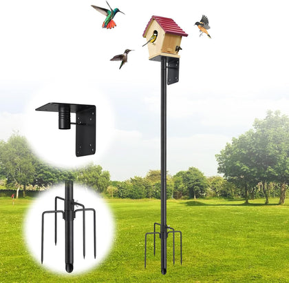 Bird House Pole,102 Inch Heavy Duty Bird Feeder Pole Mount Kit for Outdoors, 5-Prong Base, Splicing Adjustable