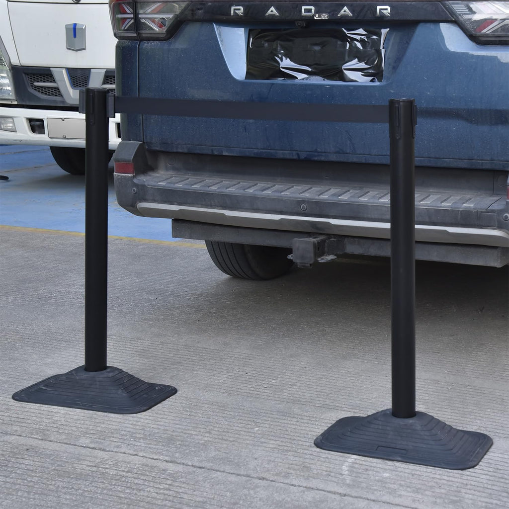 4-Pack Crowd Control Stanchion Set with 10Ft Retractable Belt