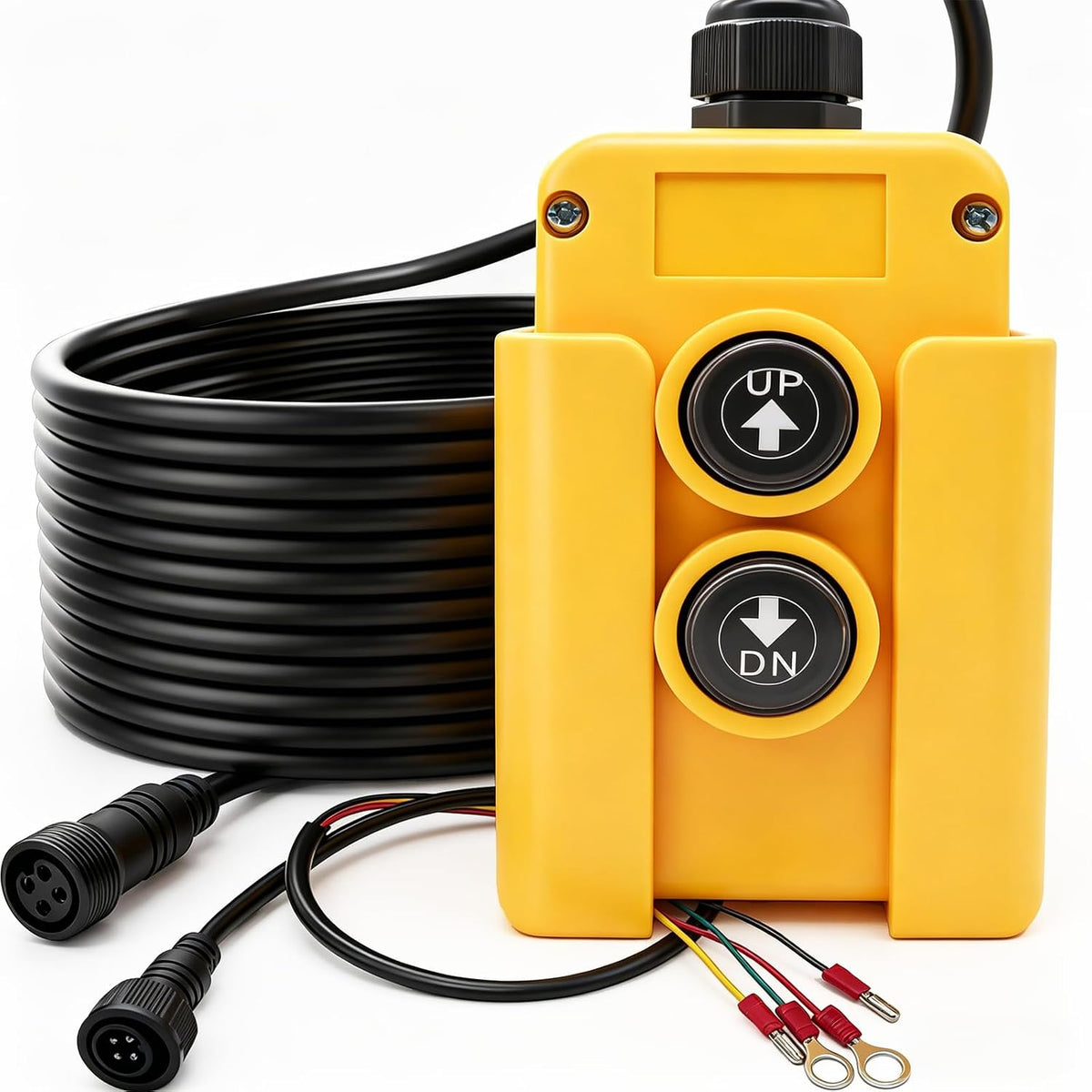 mxuteuk 4 Wire Dump Trailer Remote Control Switch 12V DC Up Down Push Button Switch for Double Acting Hydraulic Pump Lift Winch Dump Bed G018-4W