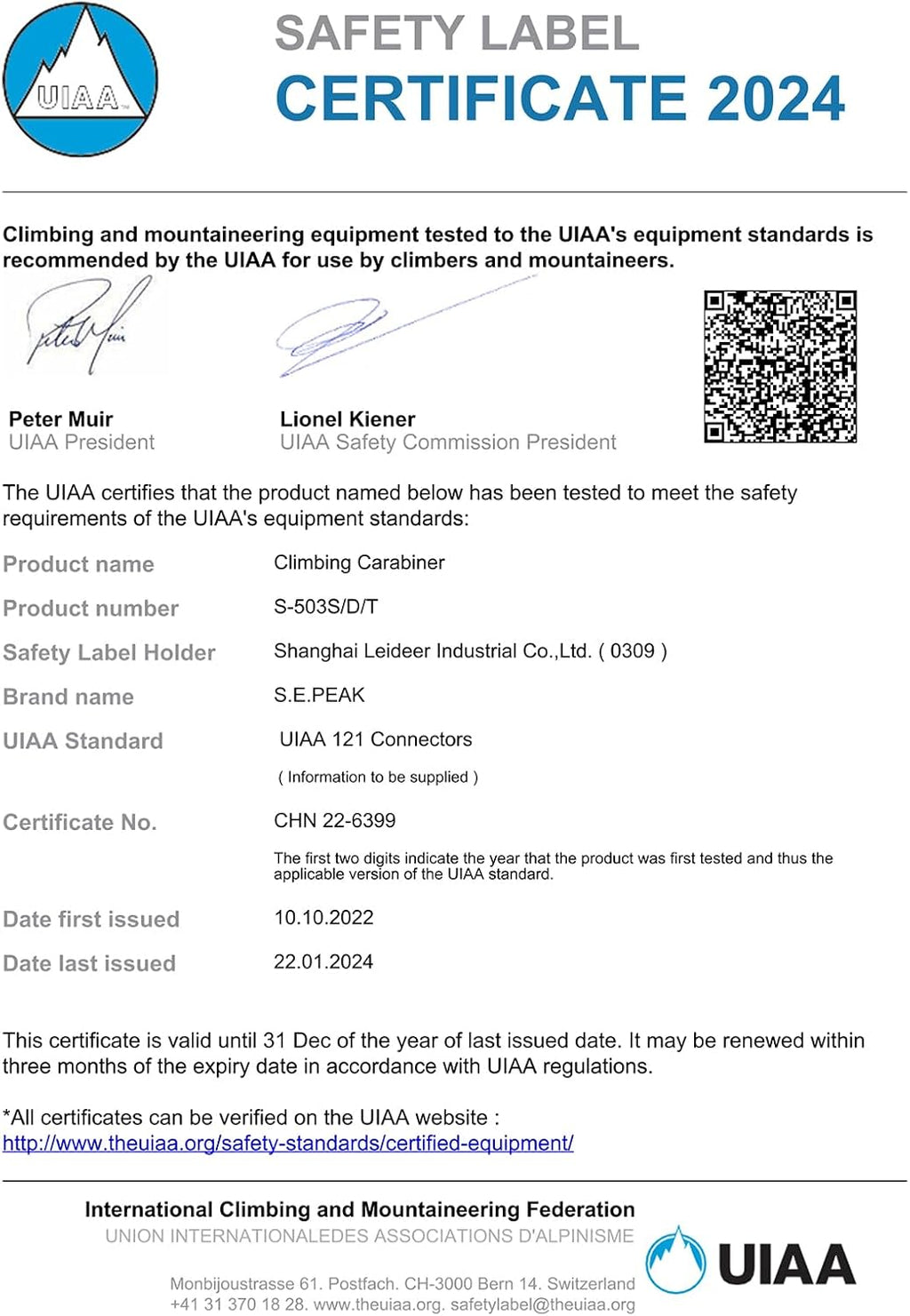 SEPEAK UIAA 30kN Climbing Carabiner Clips, Professional Heavy Duty Twist Locking Carabiners for