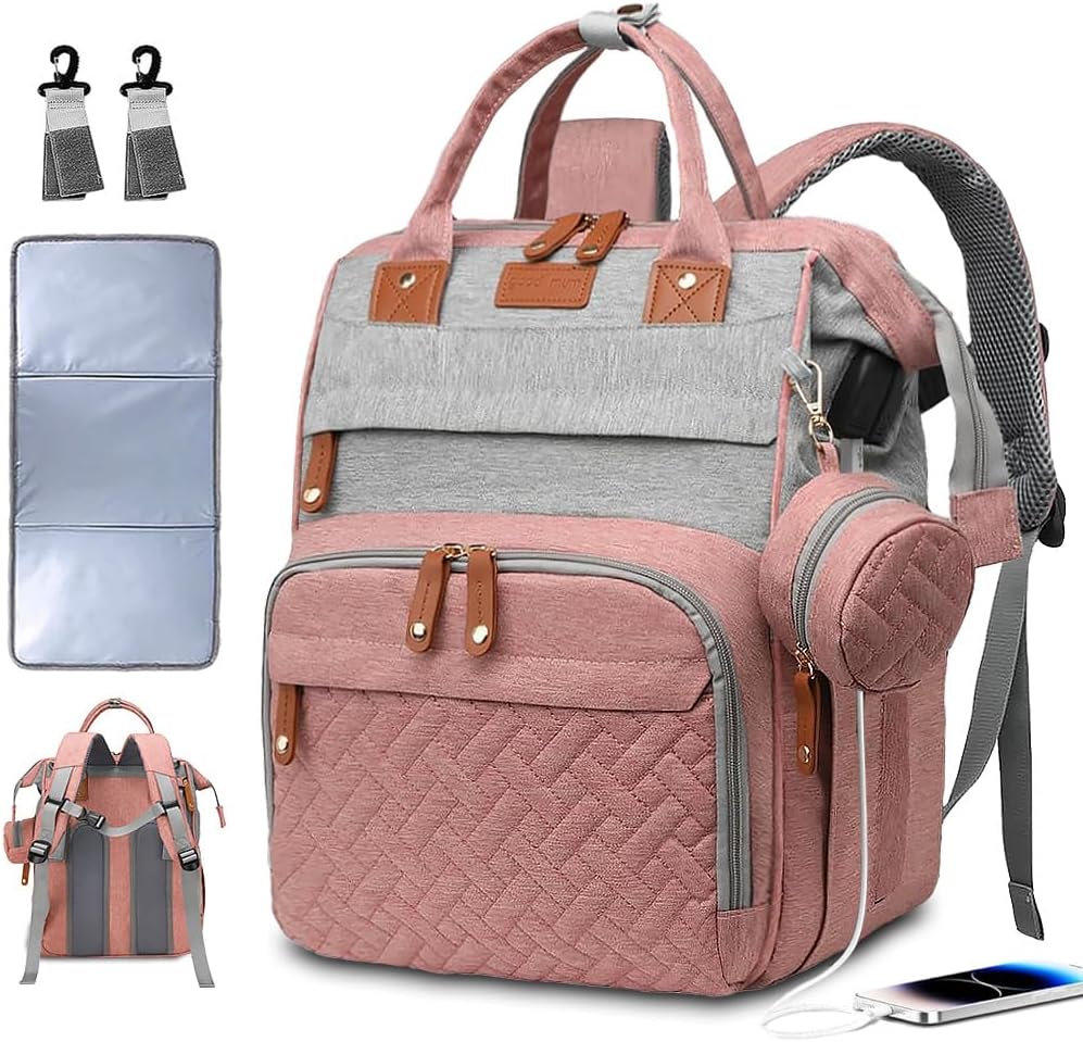 Diaper Bag Backpack Baby Bag for Mom Dad with Changing Pad, 19 Pockets, Large Waterproof Travel Baby Girl Boy Toddle